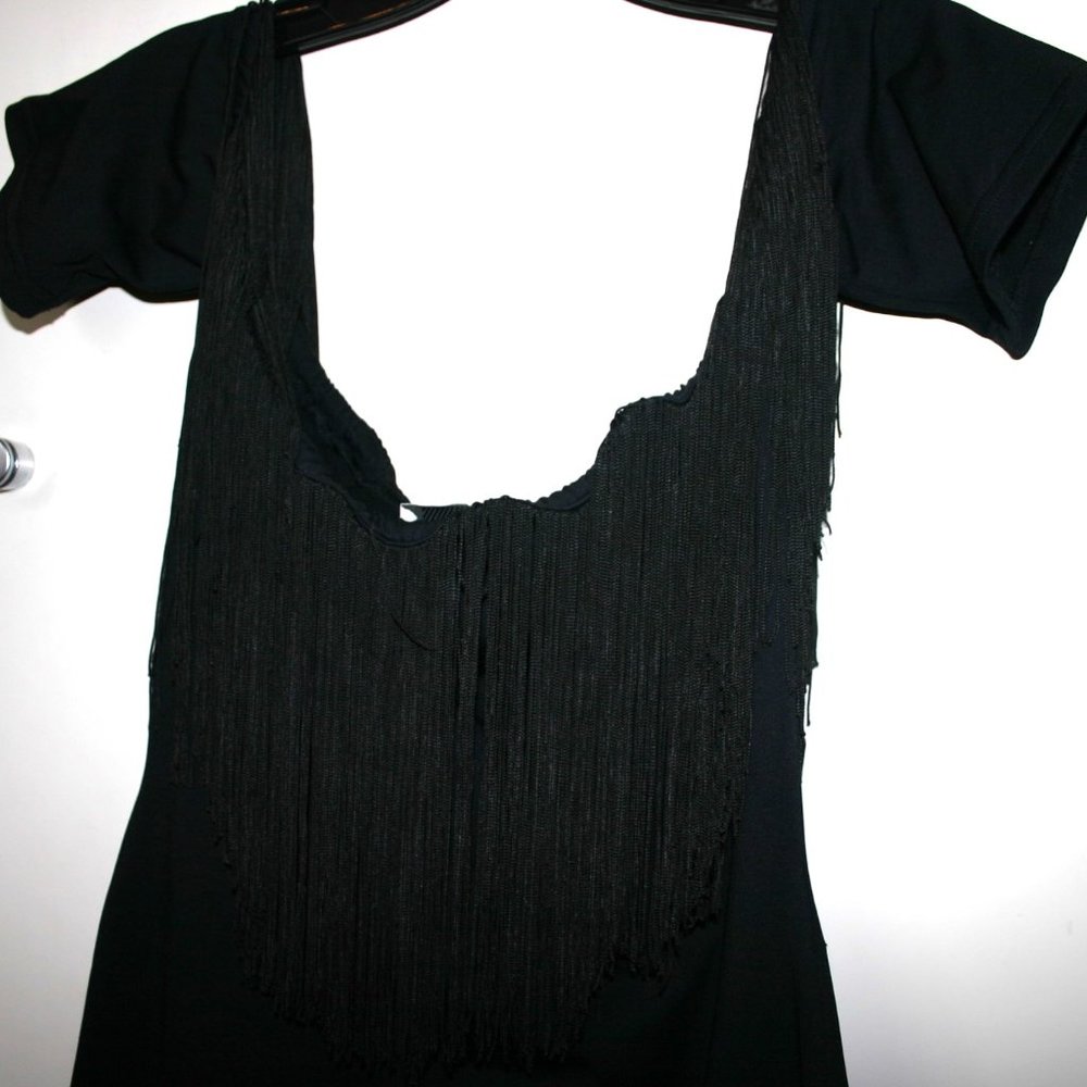 OZBEK Black Fringe Cocktail/Party Dress Made in Italy Size 6 Vintage Worn Once - Picture 9 of 12